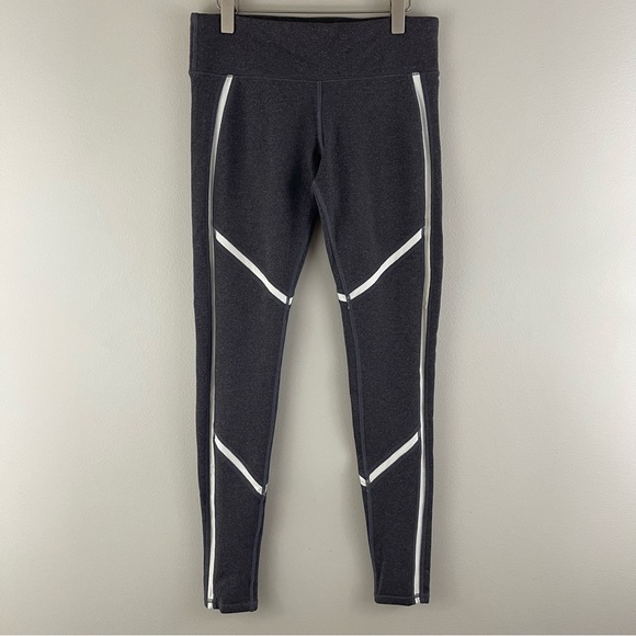 ALO Yoga Heathered Grey White Shimmer Panels Talia Athletic Performance Leggings - Picture 2 of 9